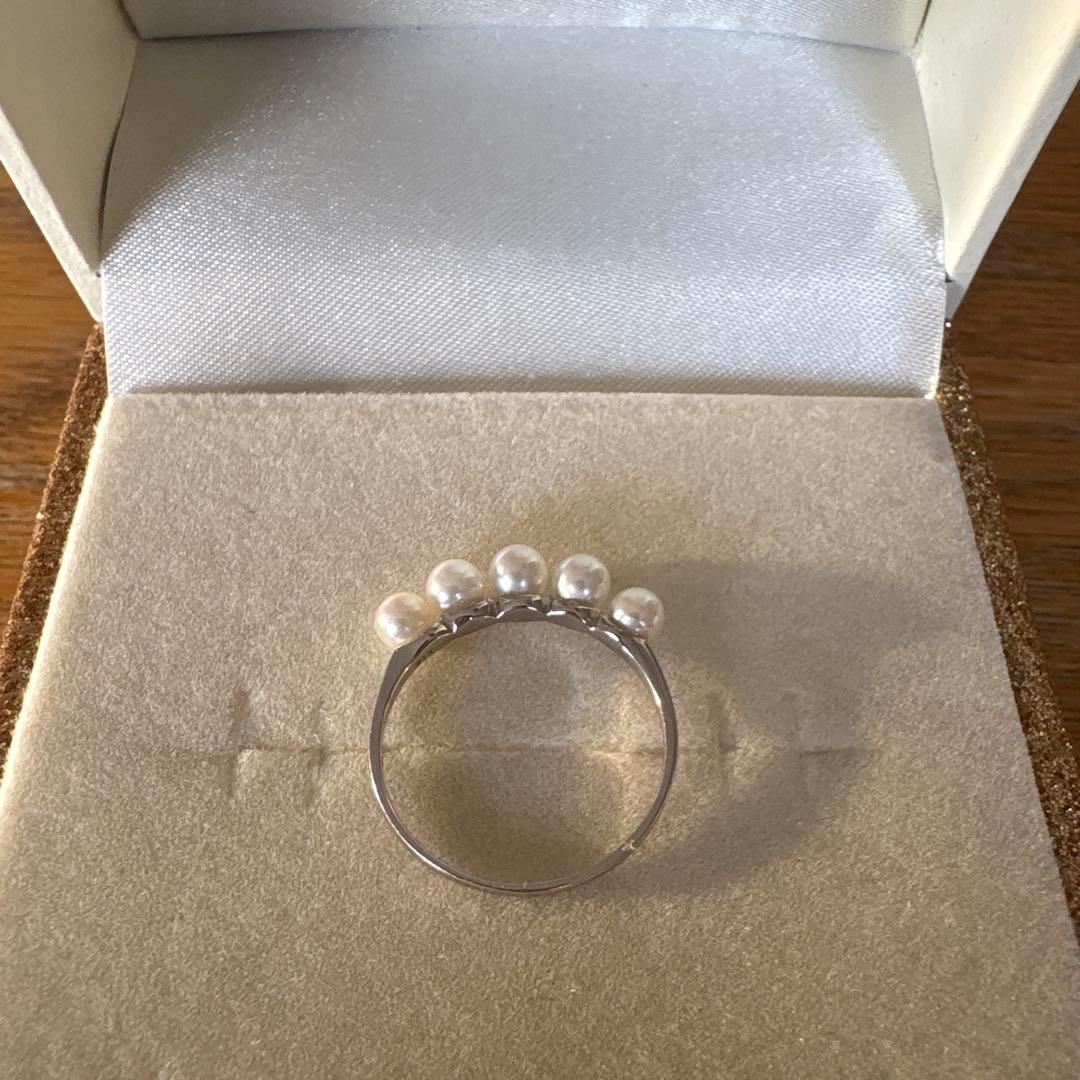 パール優美　あこや真珠　ベビーパール　リング　K18 WG 13号　箱付
