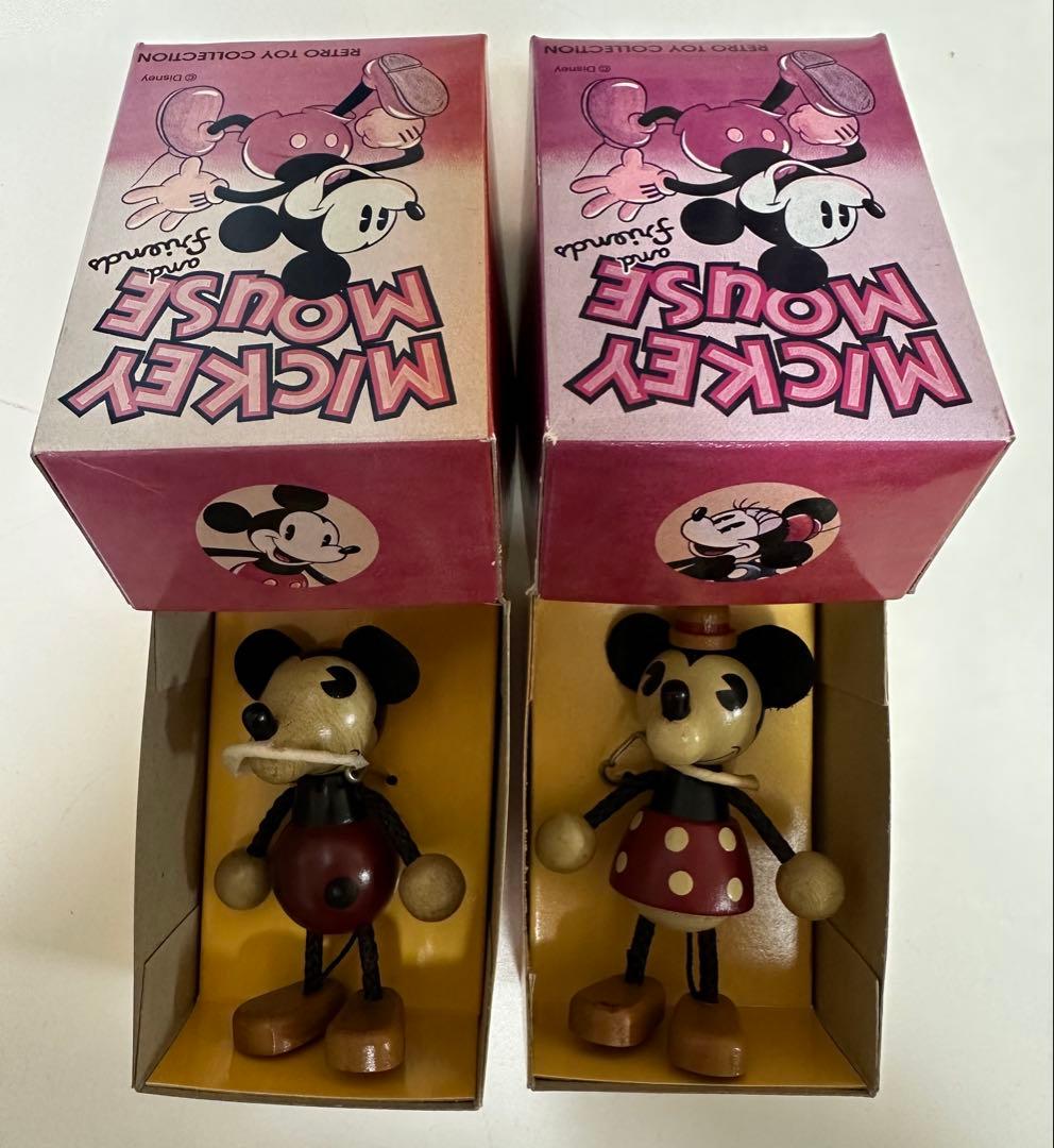 木製 レトロトイコレクション ウッデンドール S ミッキー＆ミニーペアセット
