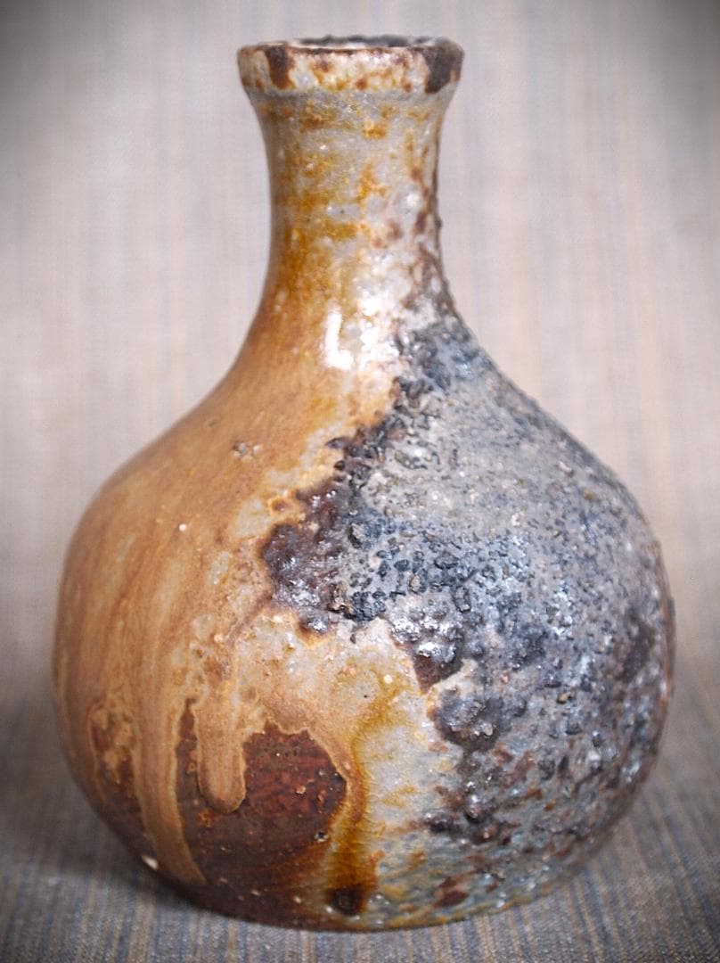 希少作★小山末廣【師：金重素山】備前(窯変〉徳利★共箱