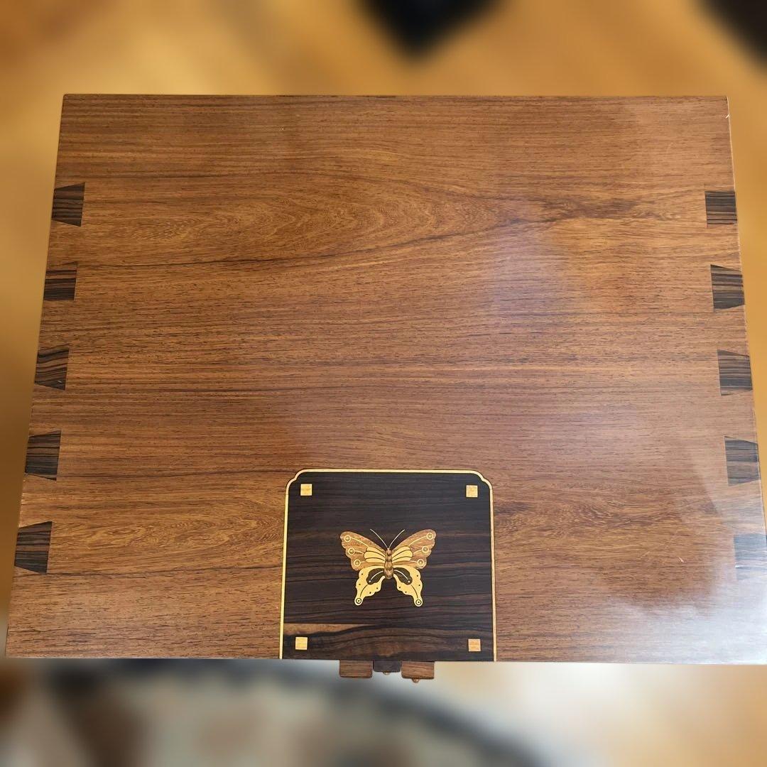 寄木箪笥　木象嵌　３段チェスト　サイドボード 整理箪笥　寄木細工　鍵付き　②