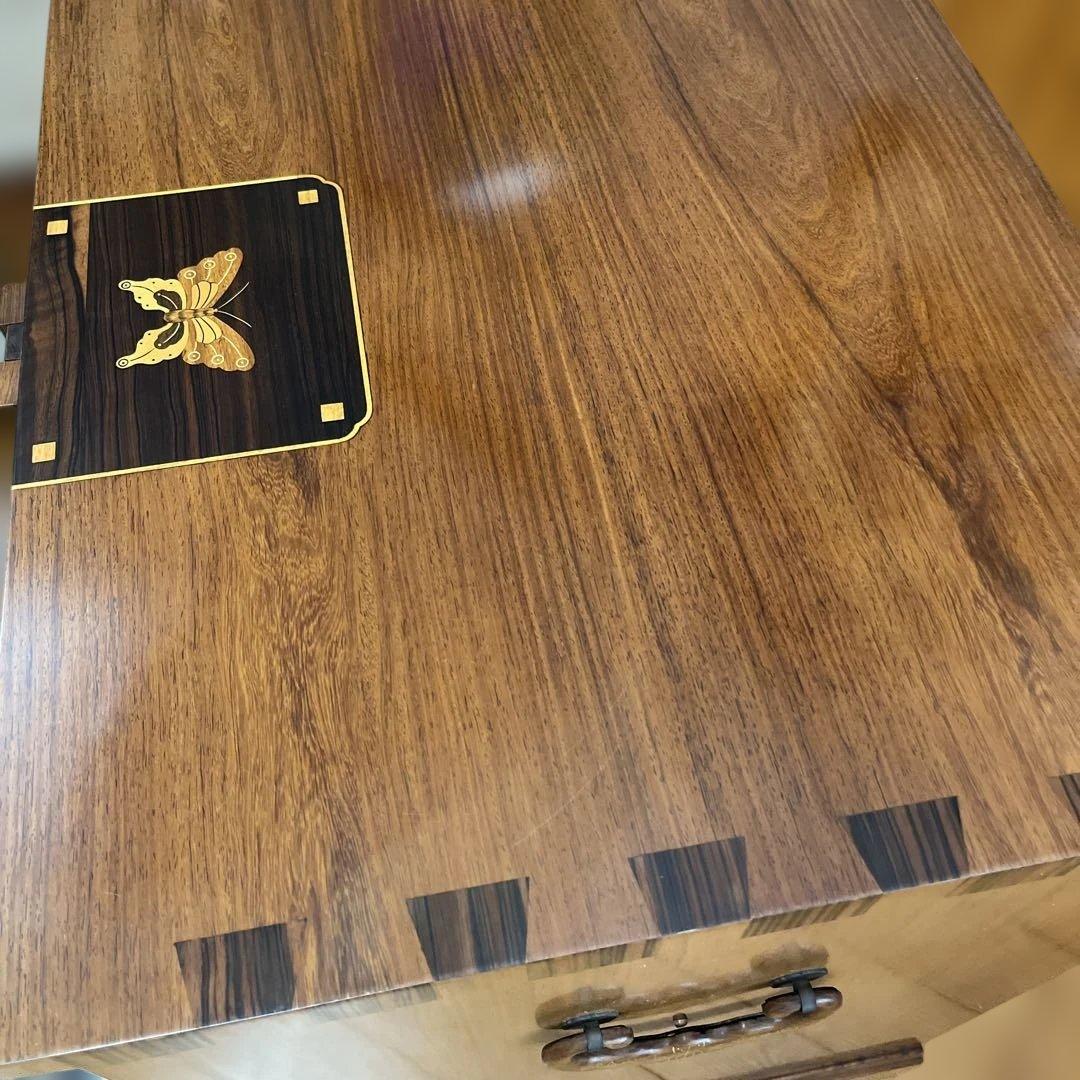 寄木箪笥　木象嵌　３段チェスト　サイドボード 整理箪笥　寄木細工　鍵付き　②