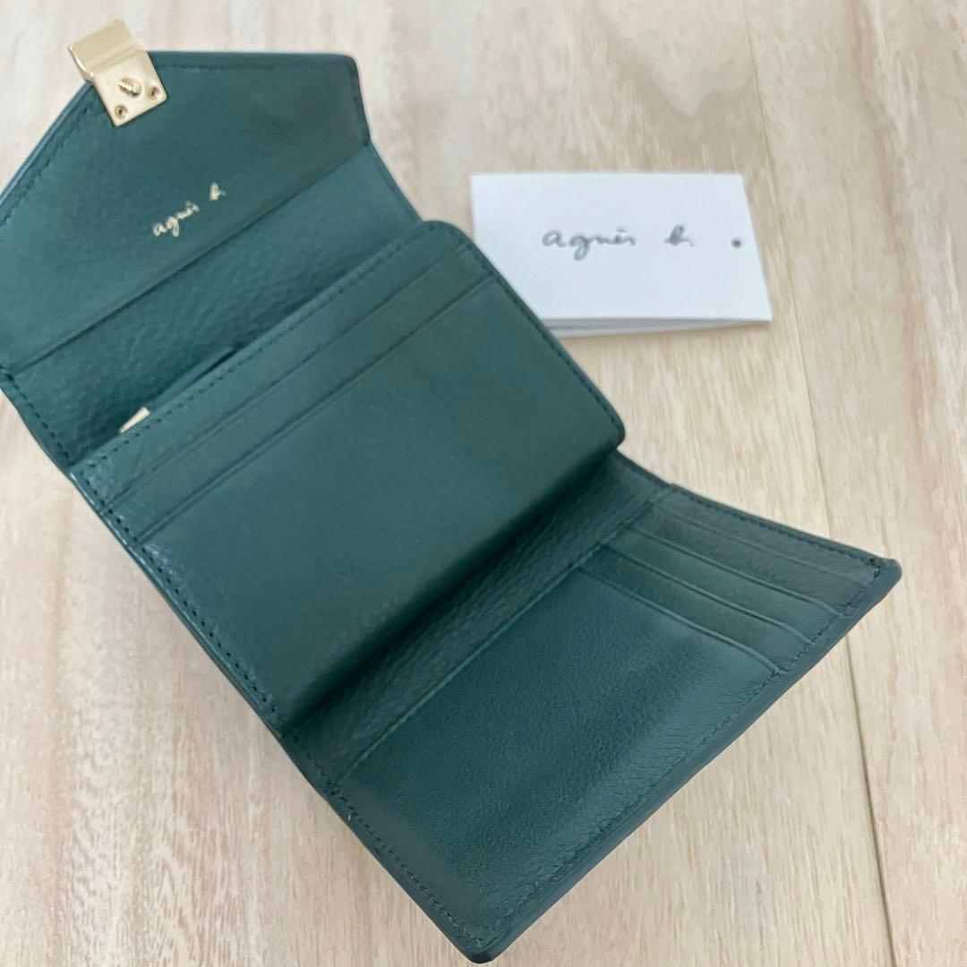 訳あり✨極美品・箱付✨アニエスベー✨三つ折り財布✨グリーン