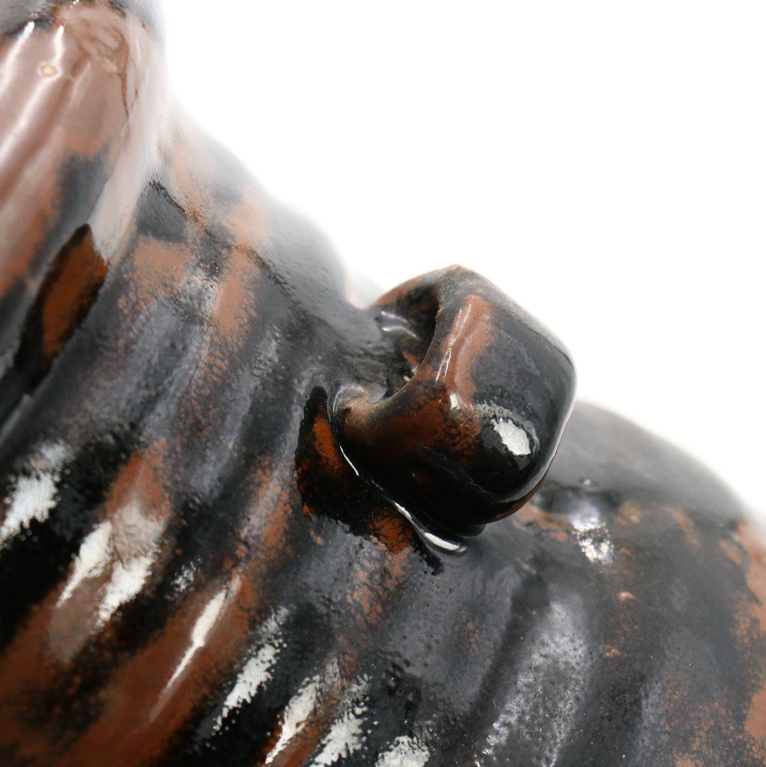 北大路魯山人作 黒織部木槌水指 黒田陶々庵識箱 共箱 茶道具　SO232