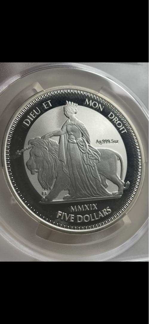 2019年 エリザベス女王 ウナとライオン銀貨 5オンスMS66