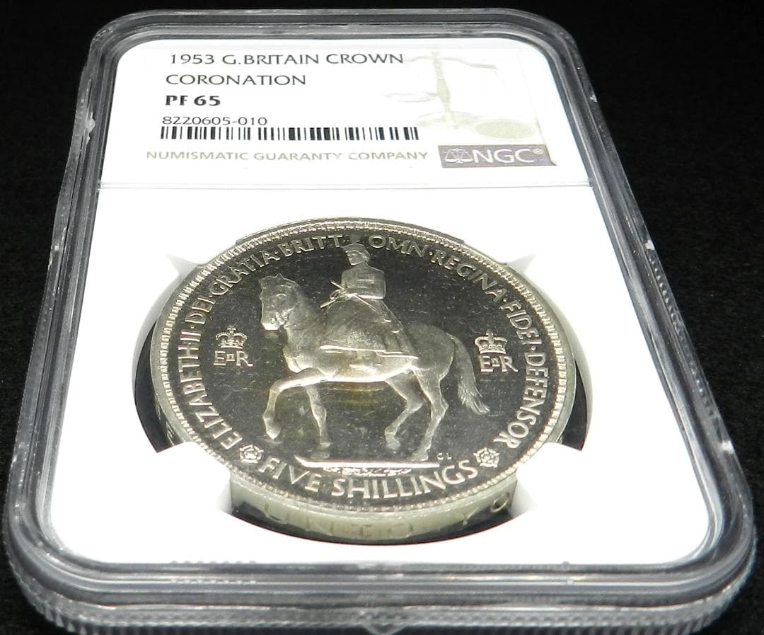 1953年 イギリス エリザベス2世 NGC 白銅貨 クラウン PF65 銀貨