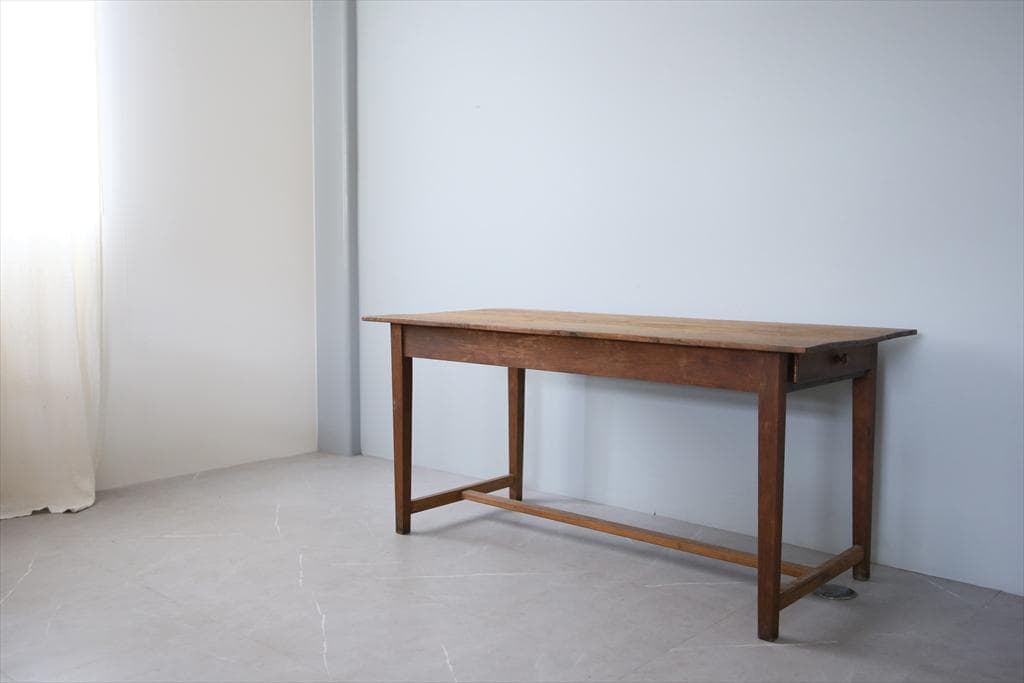 フランスアンティーク木製ダイニングテーブル/机/作業台デスク/飾り棚90-203