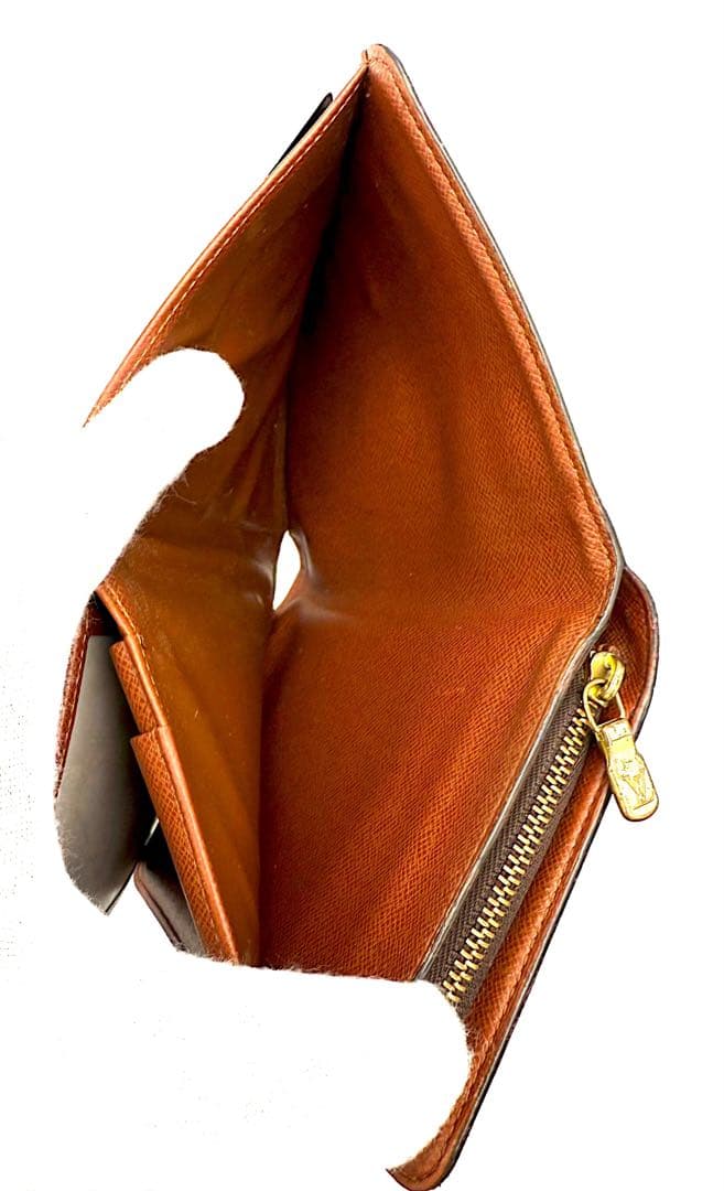 ルイヴィトン　モノグラム　二つ折り財布　手帳型　ポルトパピエジップ　パスケース付