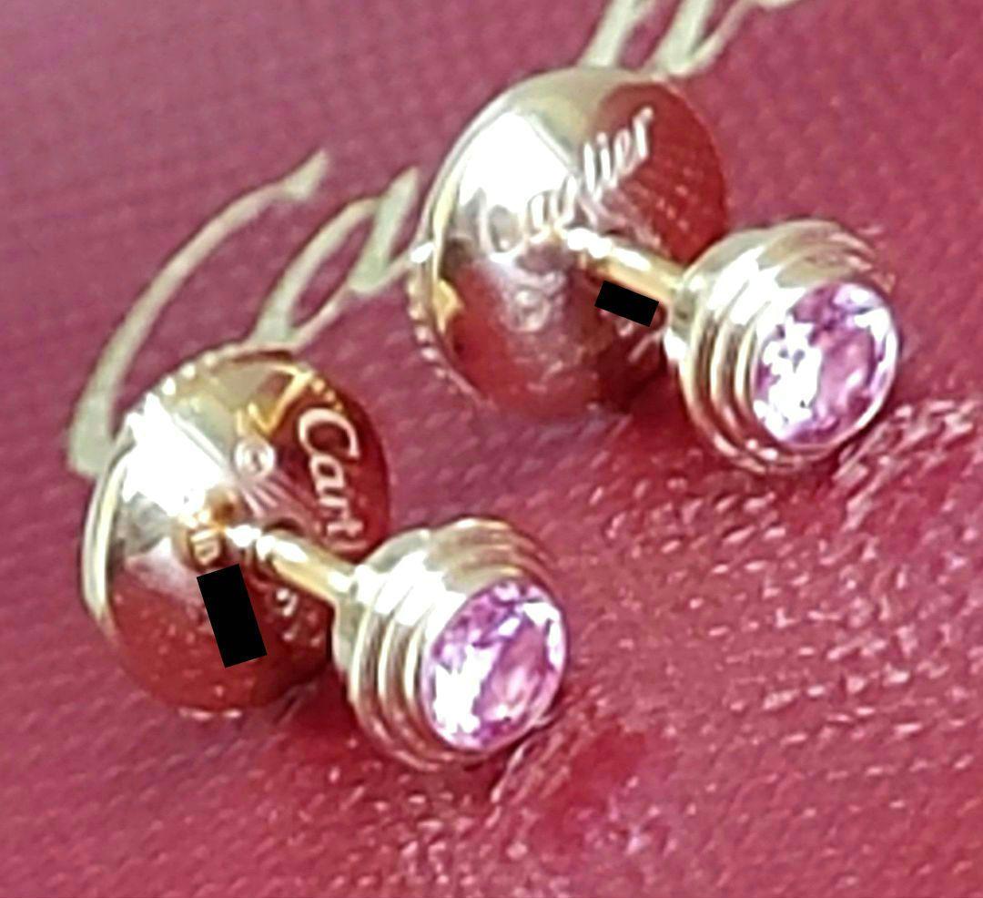※やや訳あり☆カルティエ ダムール K18PG ピンクサファイアピアス 証明書有