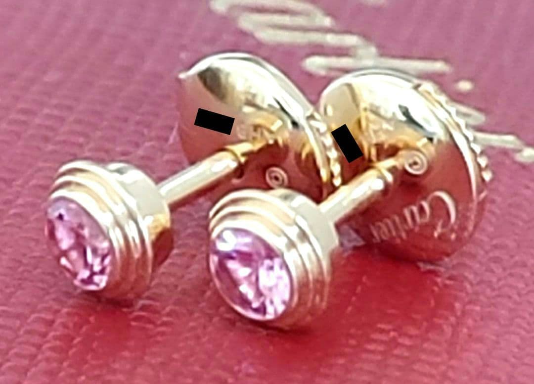 ※やや訳あり☆カルティエ ダムール K18PG ピンクサファイアピアス 証明書有