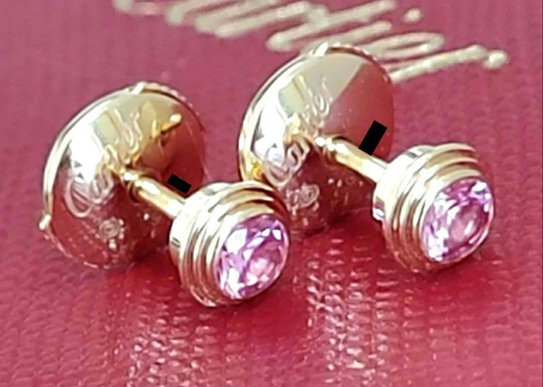 ※やや訳あり☆カルティエ ダムール K18PG ピンクサファイアピアス 証明書有