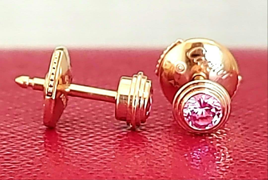 ※やや訳あり☆カルティエ ダムール K18PG ピンクサファイアピアス 証明書有