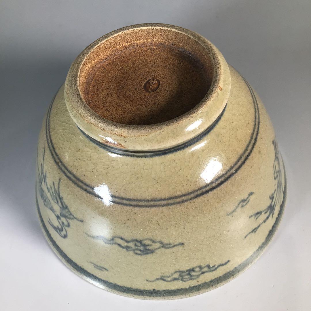 Ｎ４１４　茶碗　『膳所焼　陽炎園造』『淡々斎　箱書』『安南写茶碗』　共箱　茶道具