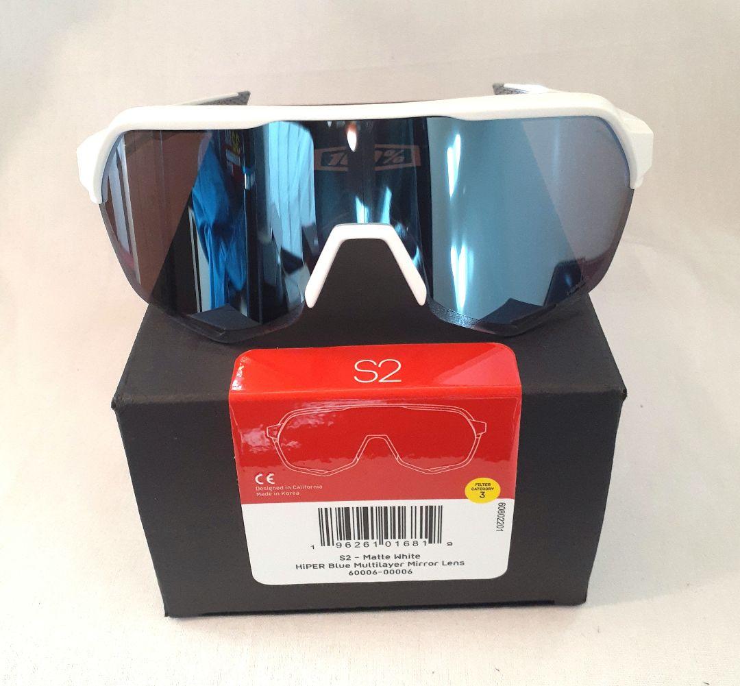 100% S2 ホワイト ブルー ワンハンドレッド サングラス
