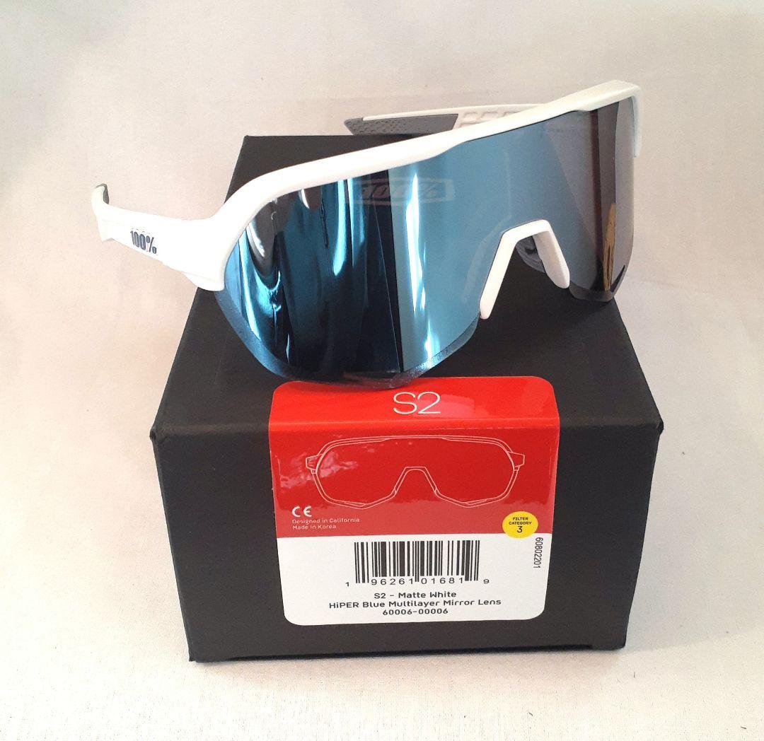100% S2 ホワイト ブルー ワンハンドレッド サングラス