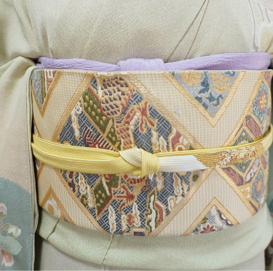 訪問着フルセット　263正絹　入学式　お宮参り【訪問着、袋帯、帯締め、帯揚げ】