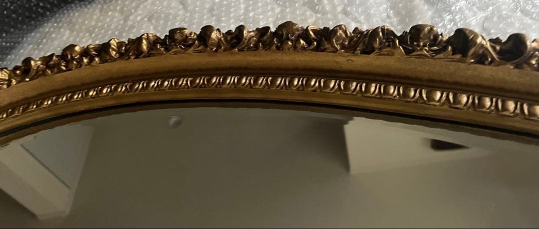 【美品】【最終値下げ】アンティーク　木彫　大型ミラー 壁掛けオーバル型