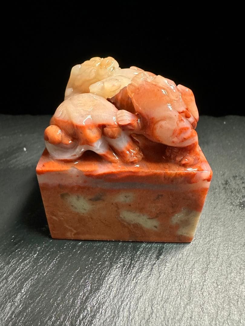 61ラオス石　手彫り　篆刻　書道　印材　日展　遊印　雅号印　箱付き