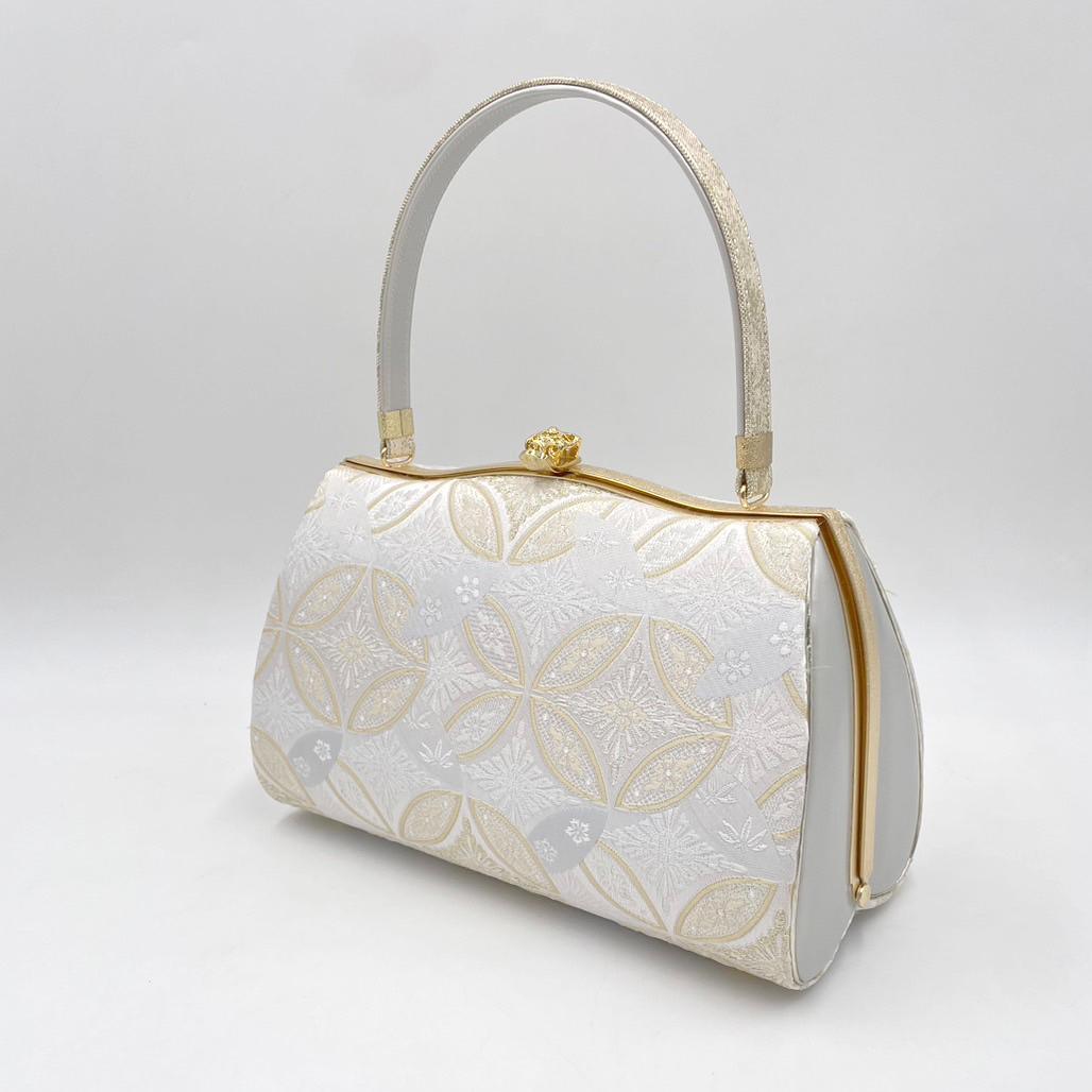 フォーマル礼装用　振袖 　日本謹製 西陣織　草履バッグセット 七宝柄シルバー