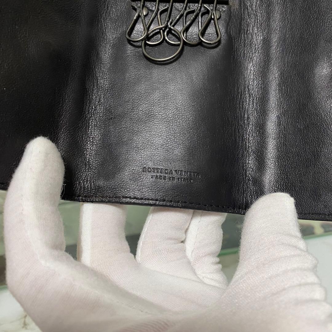 ボッテガヴェネタ キーケース 6連 イントレチャート ブラック 本革 レザー