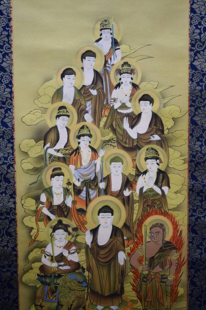 真作/島田葆光/十三佛図/十三仏図/桐共箱付/布袋屋掛軸HE-387