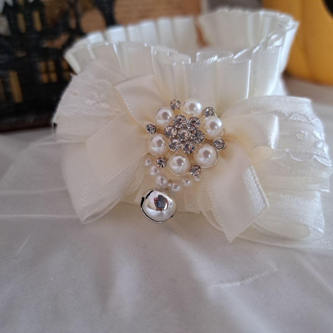 短毛ちゃんにも♥️中世ヨーロッパ風チョーカー(ホワイト③)わんちゃん猫ちゃん用