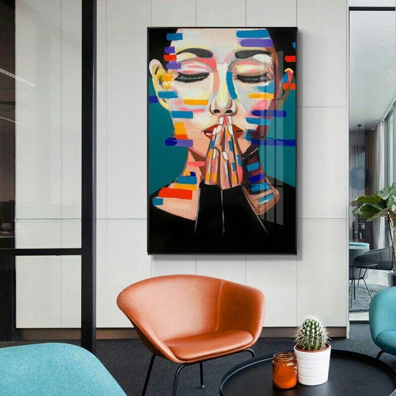 現代ファッション軽いリビング装飾画北欧風美人抽象人物掛け玄関廊下縦版画