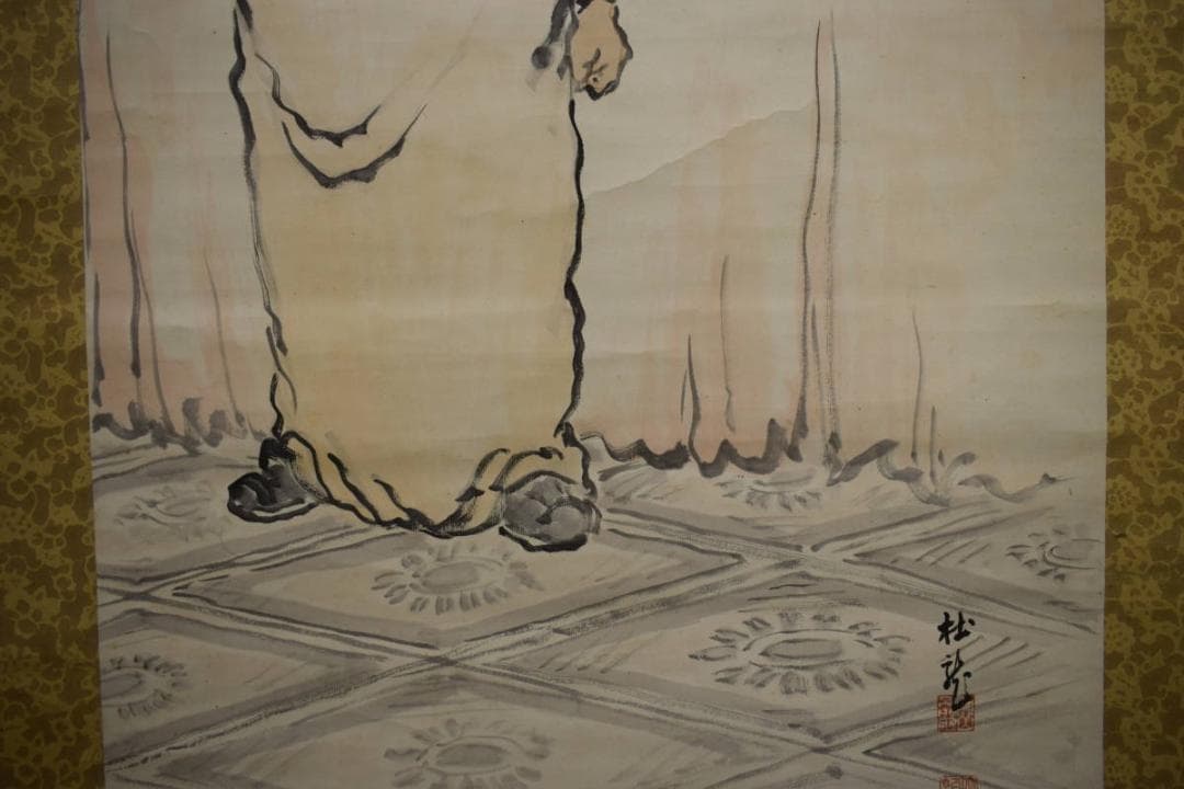 真作/杜龍/禅問答図/人物/朝鮮/布袋屋掛軸HI-302