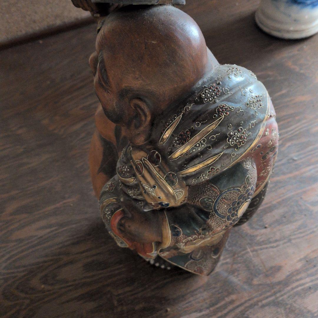 九谷焼 布袋 極彩色 七福神 縁起置物 骨董