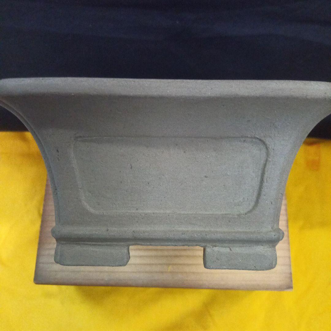 017.【寿悦】烏泥隅入/外縁額面長方鉢/ミニ盆栽鉢/木箱付き