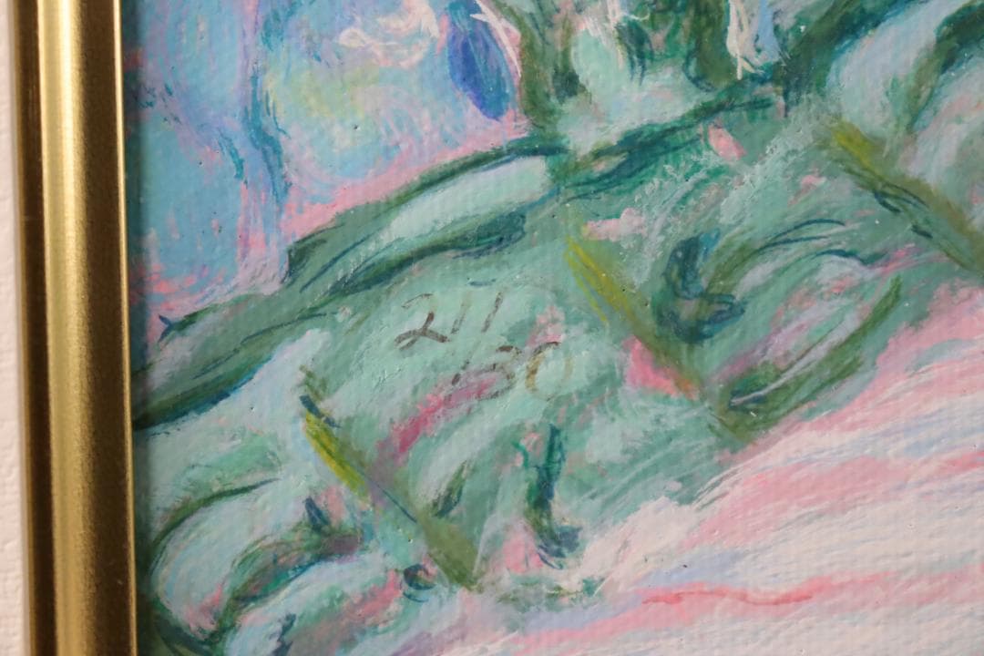 真作保証 レスリー・セイヤー「ガーデン」キャンバス油彩 20号 ジクレー 手彩色