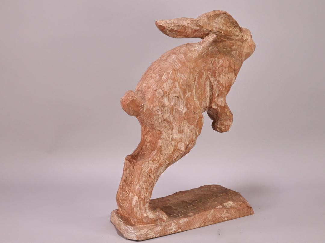 BK202　本物保証　辻志郎作 木彫り 卯　兎 高さ約41cm 置物 オブジェ