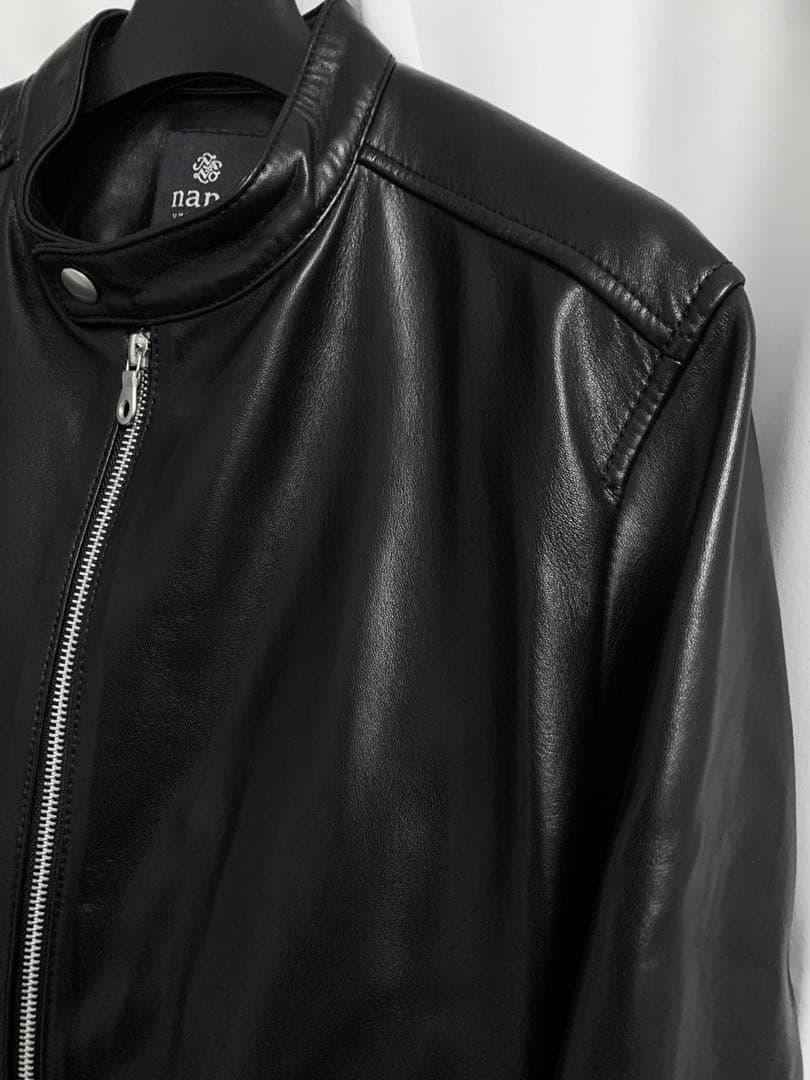 希少XL◎NANO UNIVERSE 羊革 ラムレザー 名作 シングルライダース