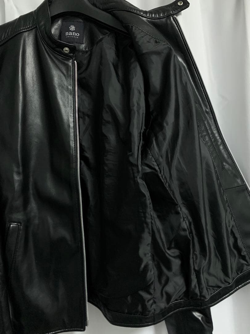 希少XL◎NANO UNIVERSE 羊革 ラムレザー 名作 シングルライダース