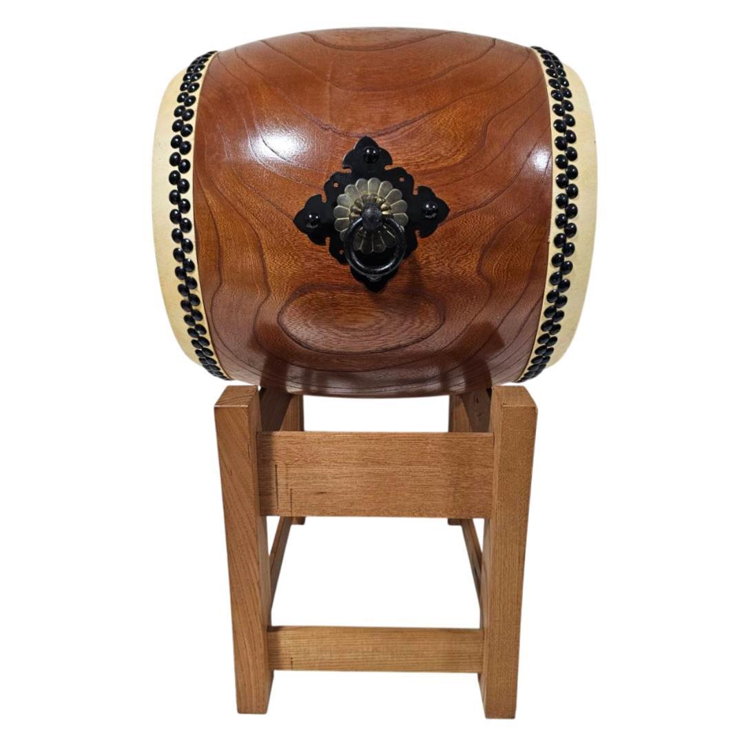 【希少】本欅 宮太鼓 1尺×1尺3寸 堀田新五郎 台バチ付 銘板 長胴太鼓