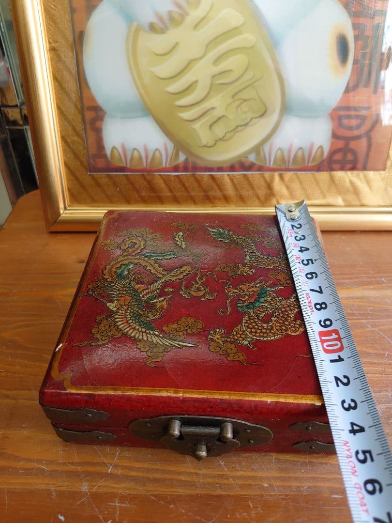 開運 風水盤 中国製 アンティーク 龍 鳳凰 デザイン