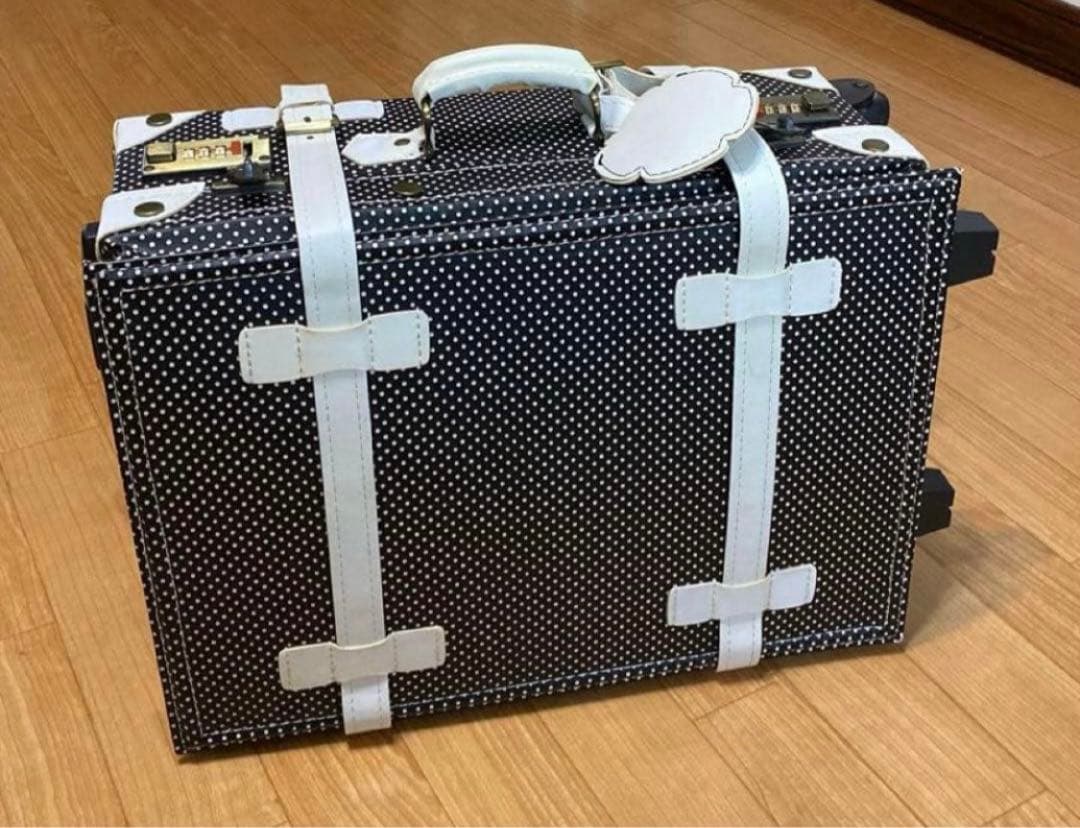 ゴスロリータメイドキャリーバッグ黒白ドットキャリーケース旅行バッグS機内持ち込み