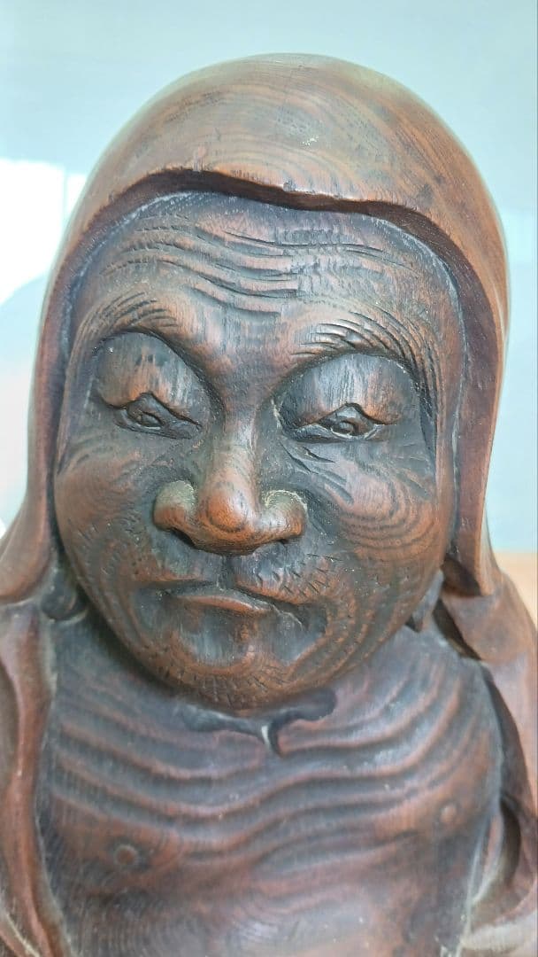 時代物　 木彫　特大　達磨大師像　 仏像　 仏教美術　東洋彫刻　江戸期～明治期