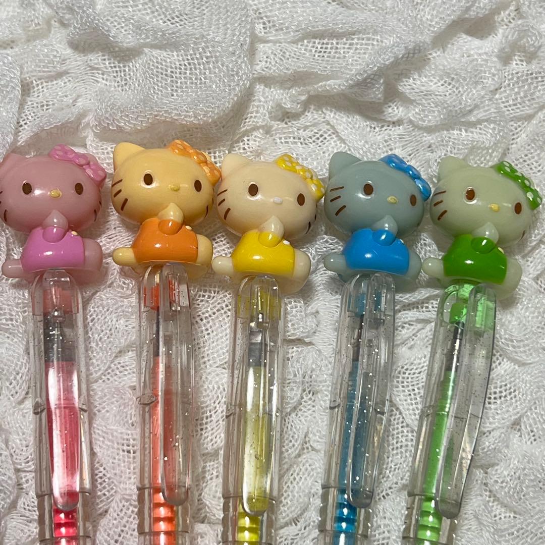ハローキティ マスコット付き カラーペン ラメペン 蛍光ペン 9本セット 激レア