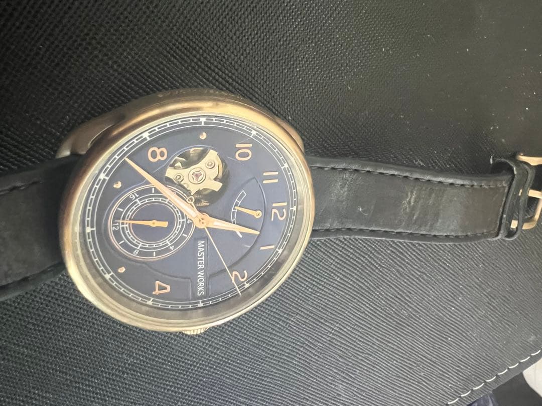 MASTER WORKS 自動巻き時計 ネイビー　 機械式腕時計