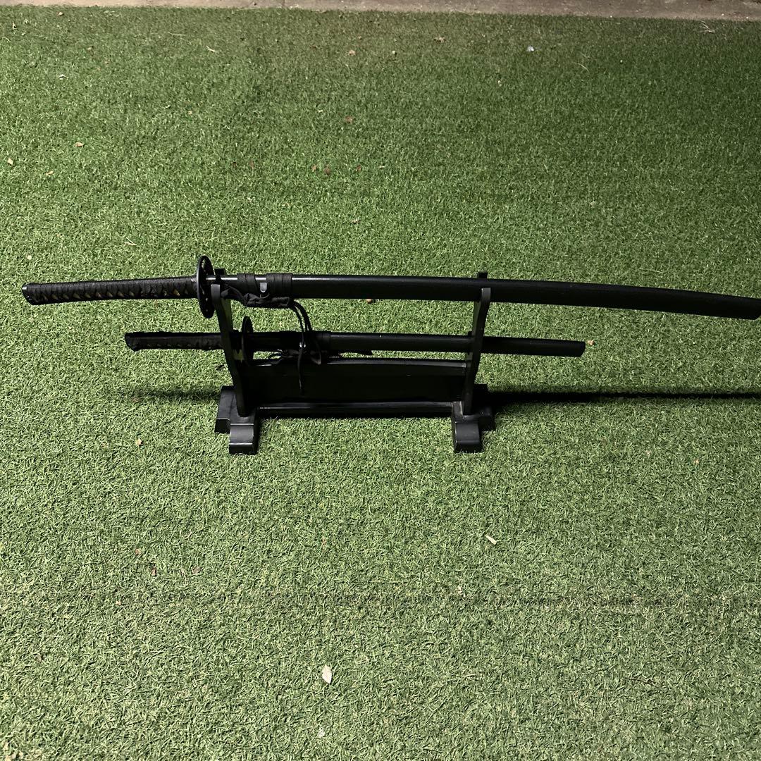 刀セット 大刀と小刀 黒色 模造品