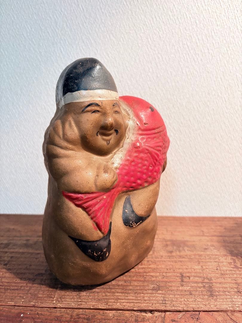 恵比寿大黒 貯金箱 縁起物 置物 骨董 七福神 陶製 2体セット 古道具