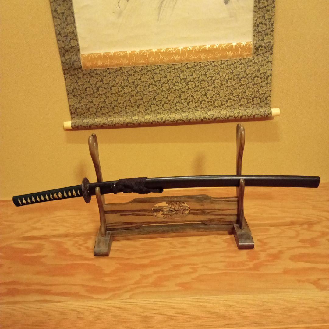 【希少作】「笹竹飾彫り」刀掛け　冨次精斎(宮大工 名工)