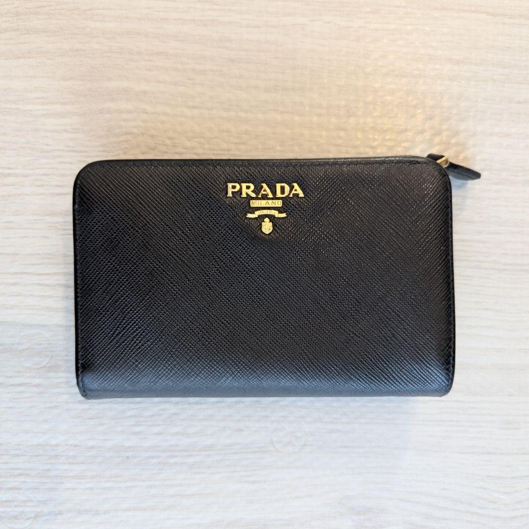 PRADA サフィアーノ 二つ折り財布 黒 1ML225 ギャランティ付