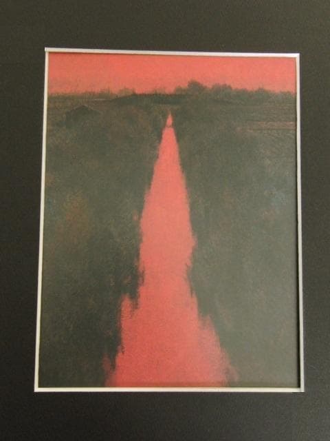 久保嶺爾、【赤い水路】、希少な額装用画集より、新品額装付
