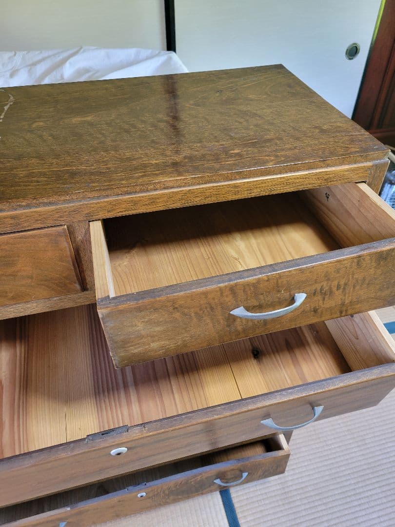 ✅訳あり/ 昭和レトロ 木製タンス 7引き出し ブラウン