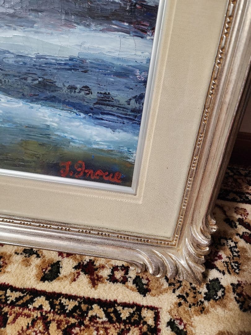 油絵■富士山風景画　額縁付き