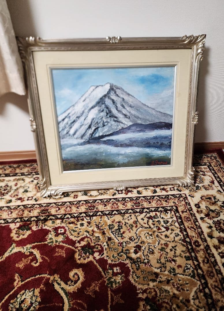 油絵■富士山風景画　額縁付き