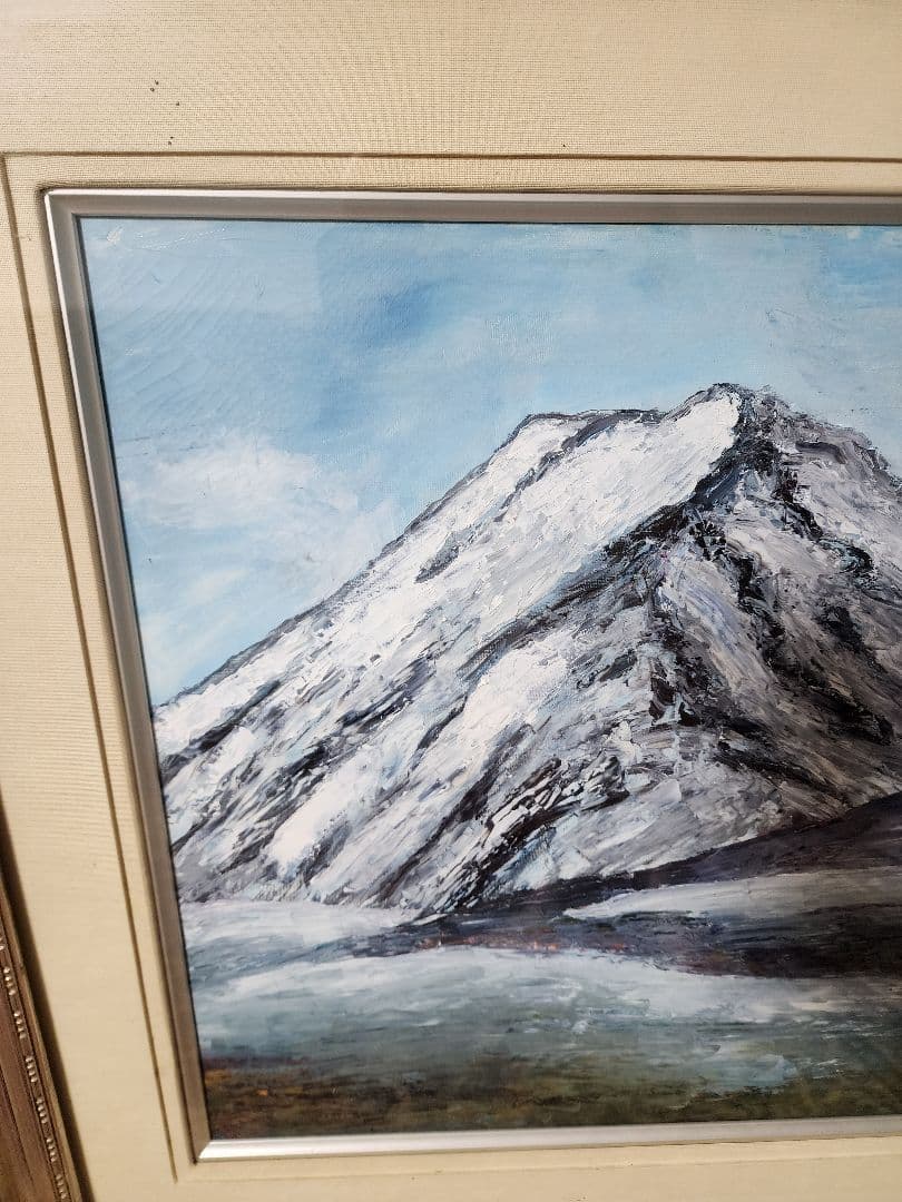 油絵■富士山風景画　額縁付き