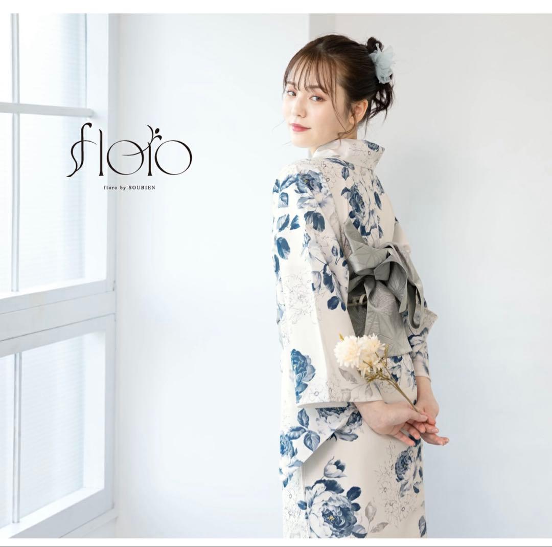 創美苑　新二部式　浴衣４点セット （浴衣＋帯＋下駄＋帯用マジックベルト付き）