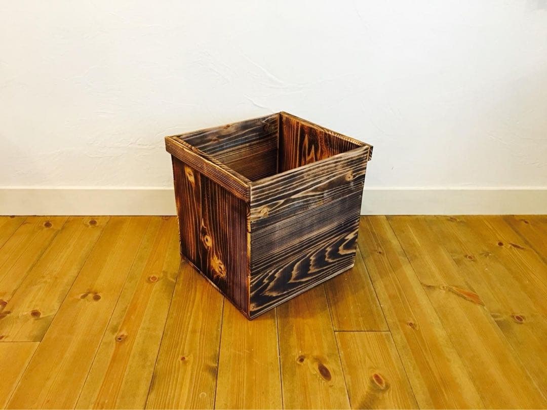 新品 焼き目 りんご箱 角箱 2箱 / 小物入れ 収納 ラック ケース シェルフ